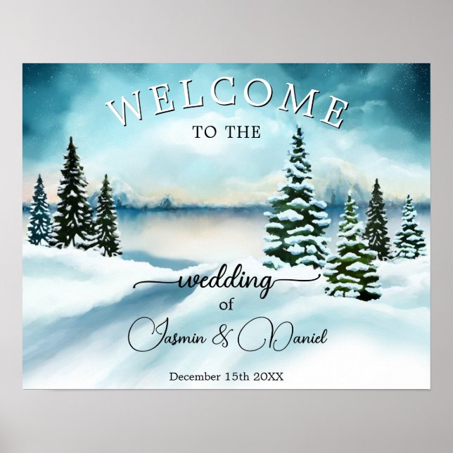 Winter Wonderland Wedding Willkommenszeichen Poster (Vorne)