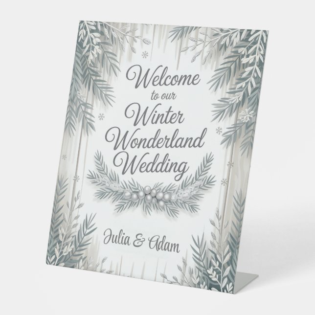 Winter Wonderland Wedding with Calligraphy Text Sockelschild (Vorderseite)