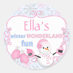 Winter Wonderland Weihnachten Snowman Mittens Runder Aufkleber