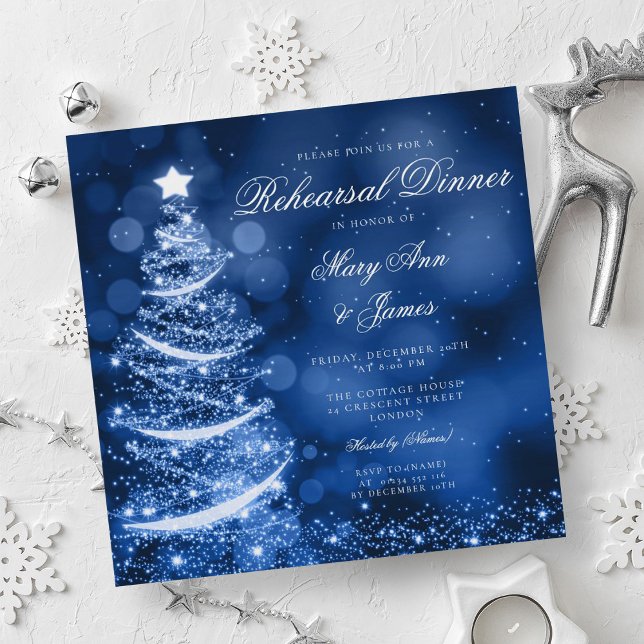 Winter Wonderland Weihnachts-Probe Abendessen Einladung (Winter Wonderland Christmas Rehearsal Dinner Invitation)