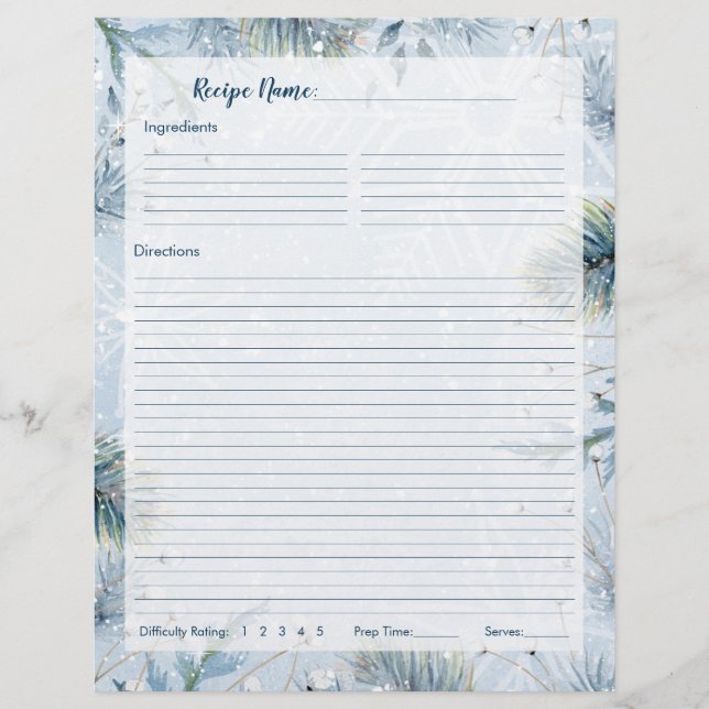 Winter Wonderland Weihnachts Rezept Binder Beilage Flyer (Vorne)