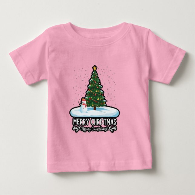 "Winter Wonderland: Weihnachtsbäume, Snowmen & Rei Baby T-shirt (Vorderseite)