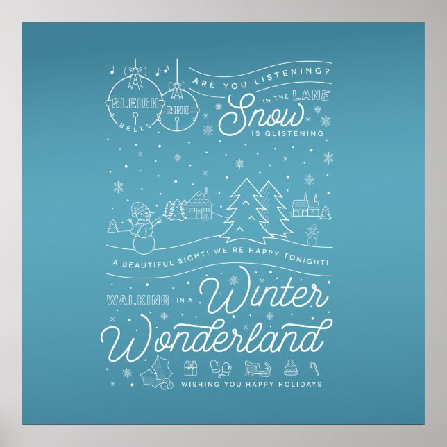 Winter Wonderland Weihnachtsgebäck 24x24 / Blau Poster (Vorne)