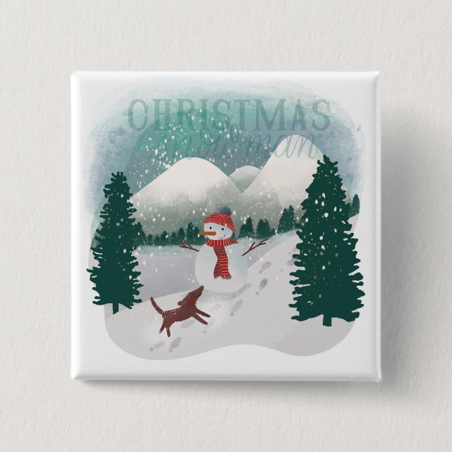 Winter Wonderland - Weihnachtsschneemann Button (Vorderseite)