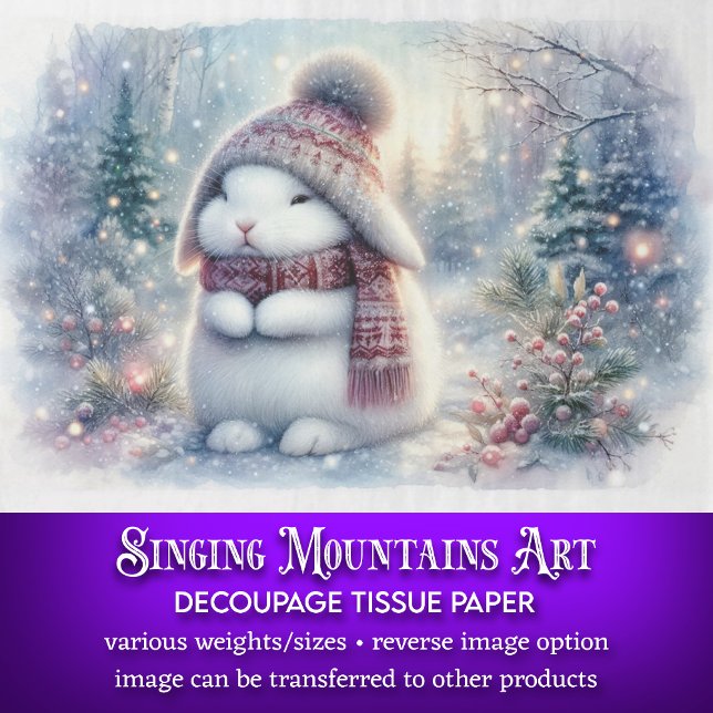 Winter Wonderland White Bunny Decoupage Seidenpapier (Von Creator hochgeladen)