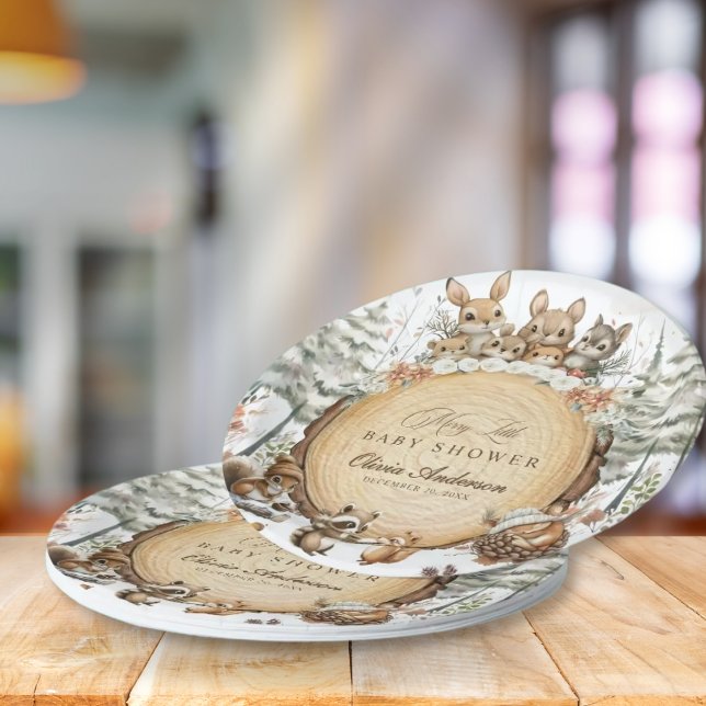 Winter Wonderland Woodland Animals Kinderdusche Pappteller (Von Creator hochgeladen)