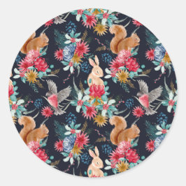 Winter Wonderland Woodland Tiere Weihnachten Runder Aufkleber