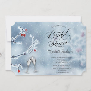 Winter Wonderland Zweige Blaue Babyparty Einladung