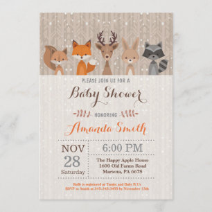 Winter Woodland Animal Baby Dusche Einladung