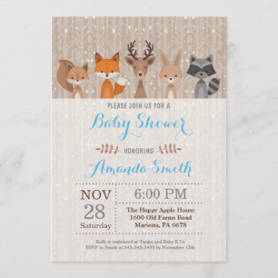 Winter Woodland Animal Boy Kinderdusche Einladung