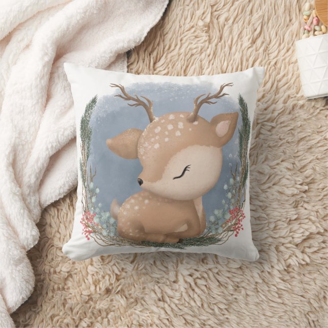 Winter Woodland Animal Sleeping Baby Deh Kissen (Decke)