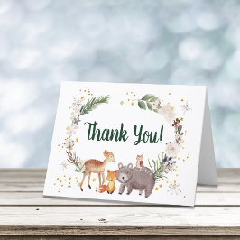 Winter Woodland Animals Aquarell Kinderdusche Dankeskarte