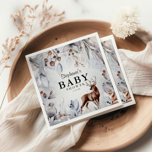 Winter Woodland Animals Aquarell Kinderdusche Serviette