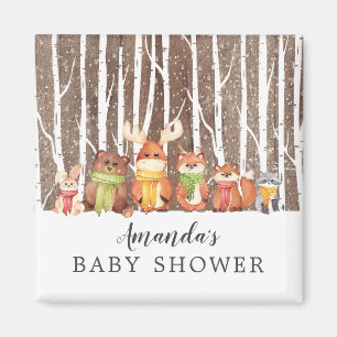 Winter Woodland Animals Baby Dusche Gefallen Magne Magnet