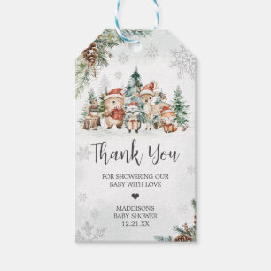 Winter Woodland Animals Baby Dusche Tags Geschenkanhänger