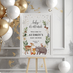 Winter Woodland Animals Baby ist kalt, willkommen Poster