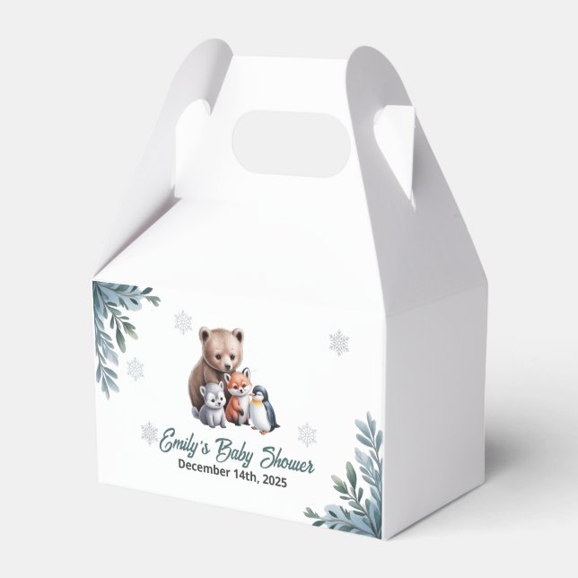 Winter Woodland Animals Baby Showbox Geschenkschachtel (Vorderseite)