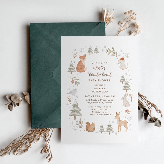 Winter Woodland Animals Baby Shower Einladung (Von Creator hochgeladen)