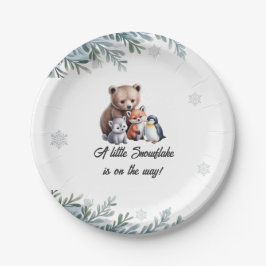 Winter Woodland Animals Baby Shower Paper Plate Pappteller