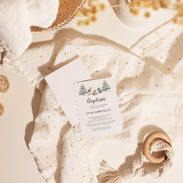 Winter Woodland Animals Baby Taufen Einladung