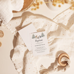 Winter Woodland Animals Baby Taufen Einladung