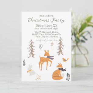 Winter Woodland Animals Folk Art Weihnachten Einladung