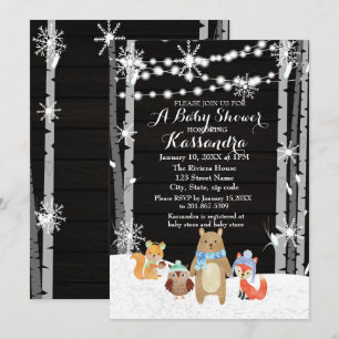 Winter Woodland Animals Forest Baby Showcard Einladung