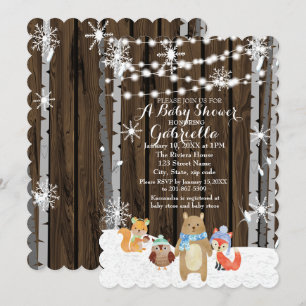 Winter Woodland Animals Forest Baby Showcard Einladung