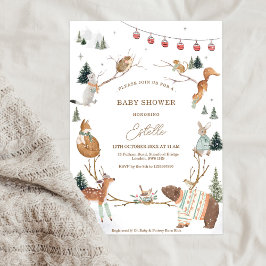 Winter Woodland Animals Forest Baby Shower Einladung