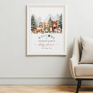 Winter Woodland Animals Kinderdusche Begrüßungszei Poster