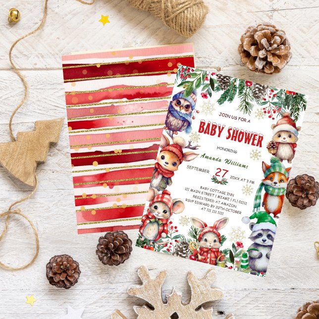 Winter Woodland Animals Kinderdusche Einladung (Von Creator hochgeladen)