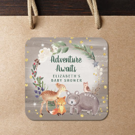 Winter Woodland Animals Kinderdusche Quadratischer Aufkleber