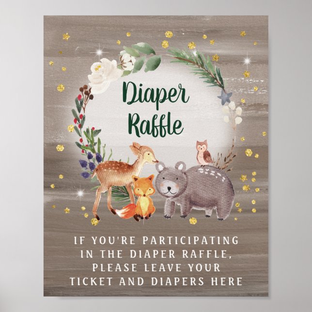 Winter Woodland Animals Kinderdusche Windelwanne R Poster (Vorne)