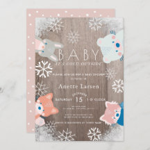 Winter Woodland Animals Snowflake Pink Baby Dusche