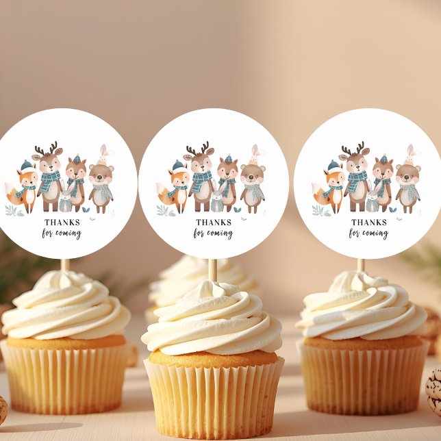 Winter Woodland Animals Thank You  Runder Aufkleber (Von Creator hochgeladen)