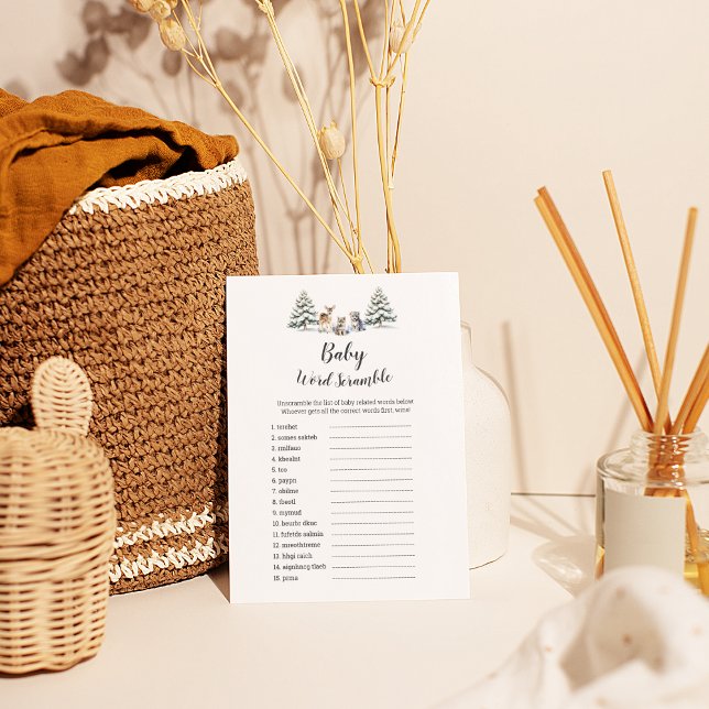 Winter Woodland Animals UK Baby Word Scramble Flyer (Von Creator hochgeladen)