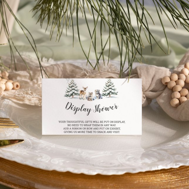 Winter Woodland Baby Animals|White Display Dusche Begleitkarte (Von Creator hochgeladen)