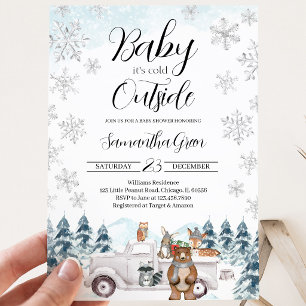 Winter Woodland Baby Dusche Einladung