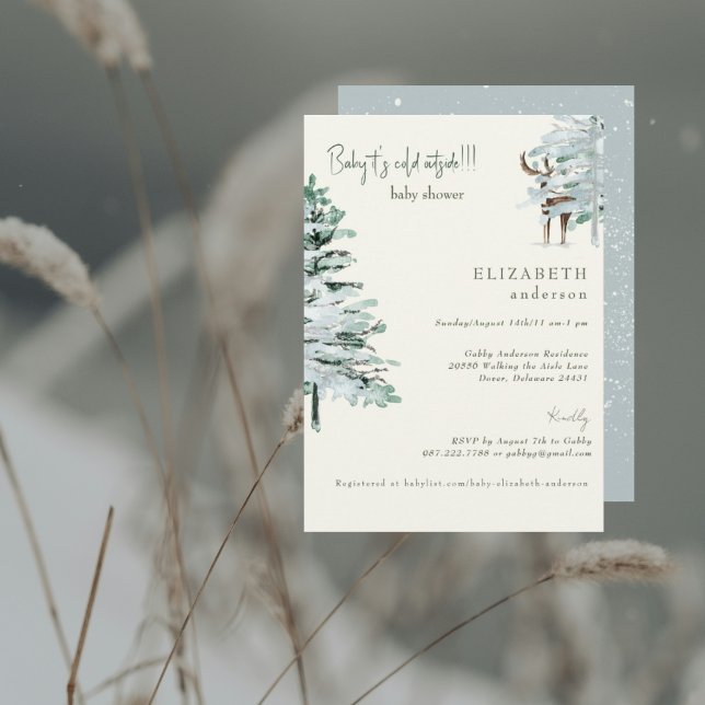 Winter Woodland Baby it's Cold Baby Shower II Einladung (Von Creator hochgeladen)