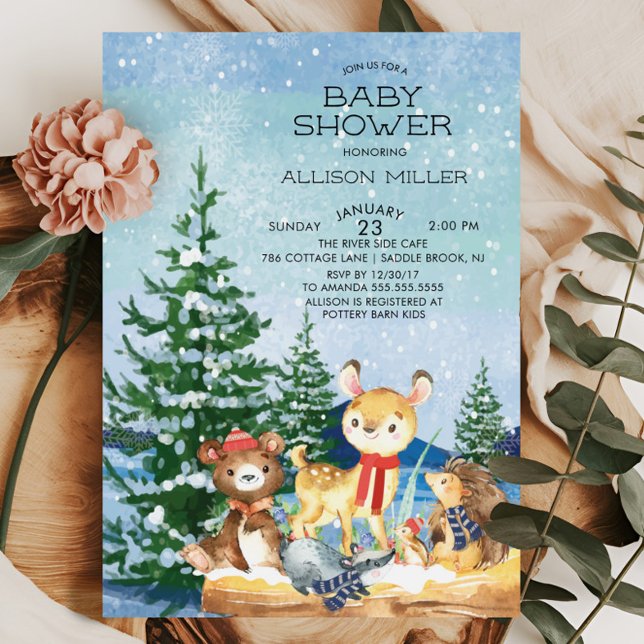 Winter Woodland Baby Shower Einladungen (Von Creator hochgeladen)