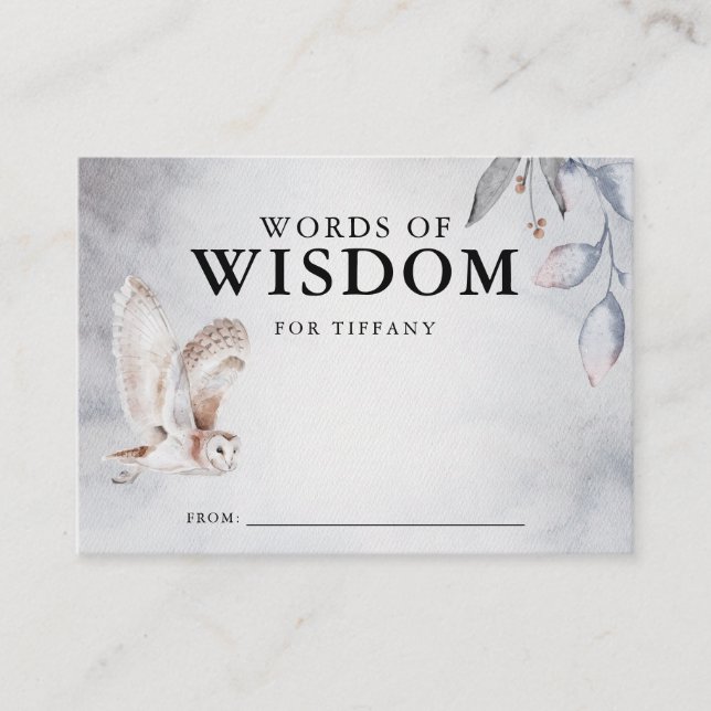 Winter Woodland Baby Shower Worte der Weisheit Begleitkarte (Vorderseite)