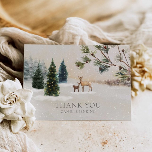 Winter Woodland Babydusche Danke (Winter Forest Baby Shower Thank you card)