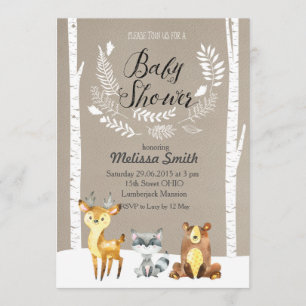 Winter Woodland Babydusche Einladung