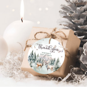 Winter Woodland Deer Baby Dusche Danke Geschenkanhänger