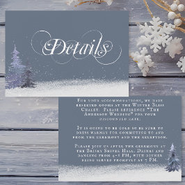 Winter Woodland Dusty Blue White Wedding Details Begleitkarte