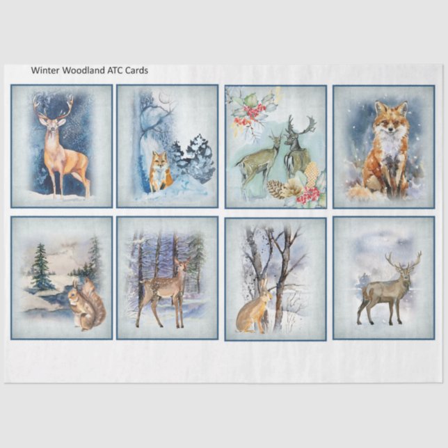 Winter Woodland Emphemera Serie Design 11 Seidenpapier (Vorderseite)