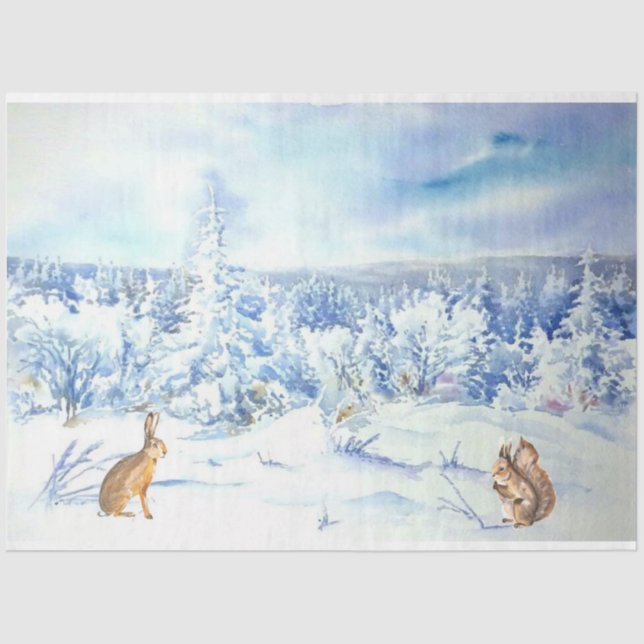 Winter Woodland Emphemera Serie Design 2 Seidenpapier (Vorderseite)