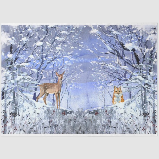 Winter Woodland Emphemera Serie Design 5 Seidenpapier (Vorderseite)