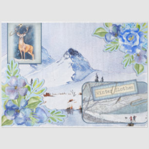 Winter Woodland Emphemera Serie Design 6 Seidenpapier