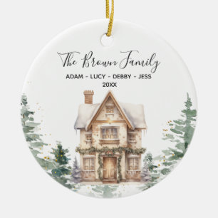 Winter Woodland Familienweihenhaus Vintages Haus Keramik Ornament